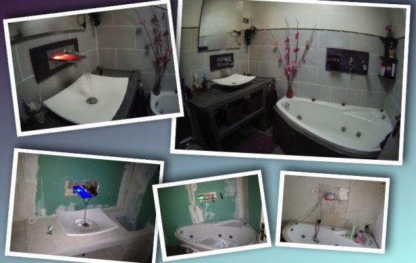 Salle de bains avec baignoire