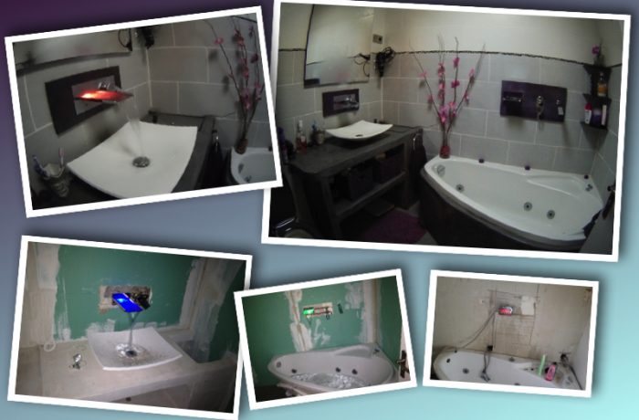 Salle de bains avec baignoire
