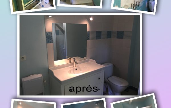 Salle de bains avec cabine de douche